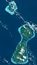 Bora Bora, Tahaa, et Raiatea depuis l'espace